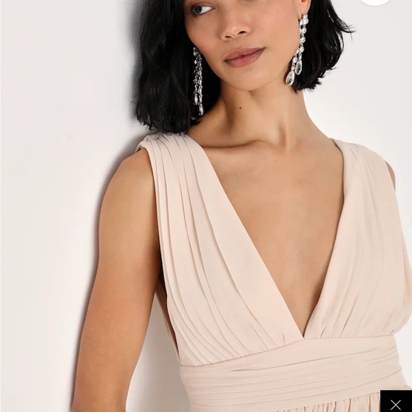 Lulu's Cream Maxi Dress with Slit - Picture 4 of 10